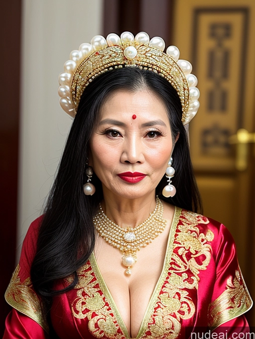 related ai porn images free for Milf Beautiful Lipstick 60s Long Hair Vietnamese Traditional Pearl Jewelry Cleavage Sexy Face Sad
