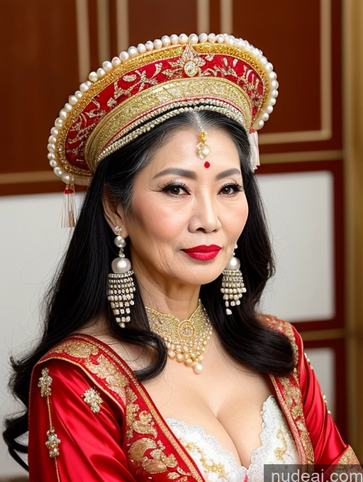 related ai porn images free for Milf Beautiful Lipstick 60s Long Hair Vietnamese Traditional Pearl Jewelry Cleavage Sexy Face Sad