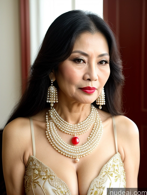 related ai porn images free for Milf Beautiful Lipstick 60s Long Hair Vietnamese Traditional Pearl Jewelry Cleavage Sexy Face Serious