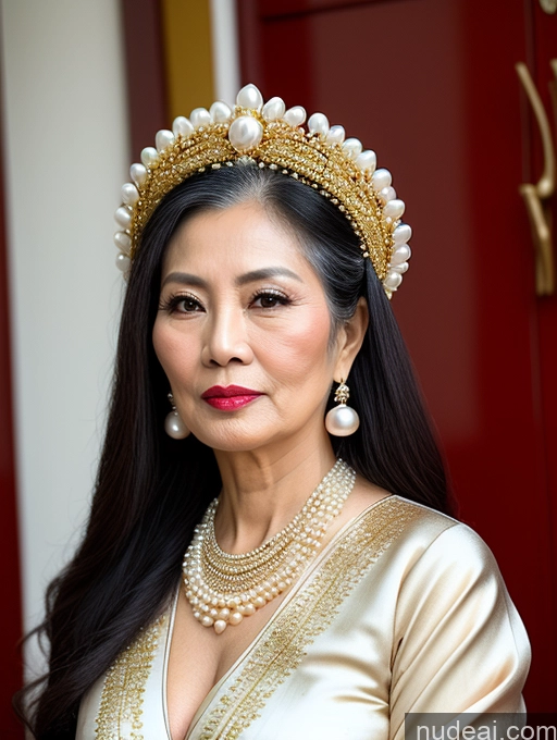 related ai porn images free for Milf Beautiful Lipstick 60s Long Hair Vietnamese Traditional Pearl Jewelry Cleavage Sexy Face Serious