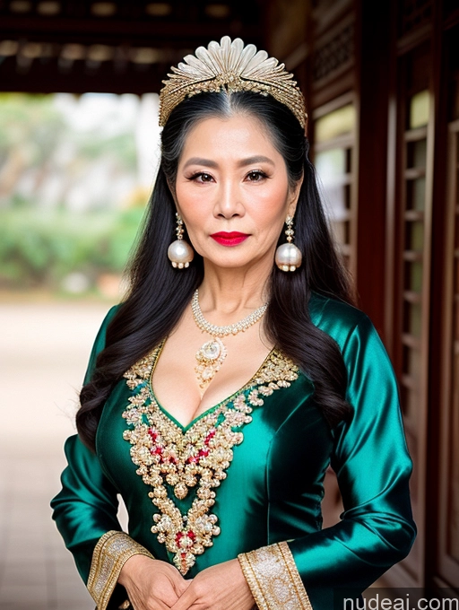 related ai porn images free for Milf Beautiful Lipstick 60s Long Hair Vietnamese Traditional Pearl Jewelry Cleavage Sexy Face Serious