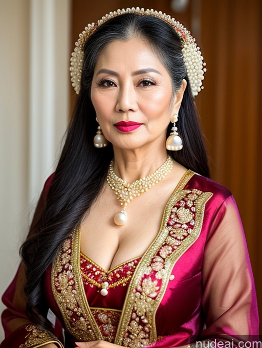 related ai porn images free for Milf Beautiful Lipstick 60s Long Hair Vietnamese Traditional Pearl Jewelry Cleavage Sexy Face Serious