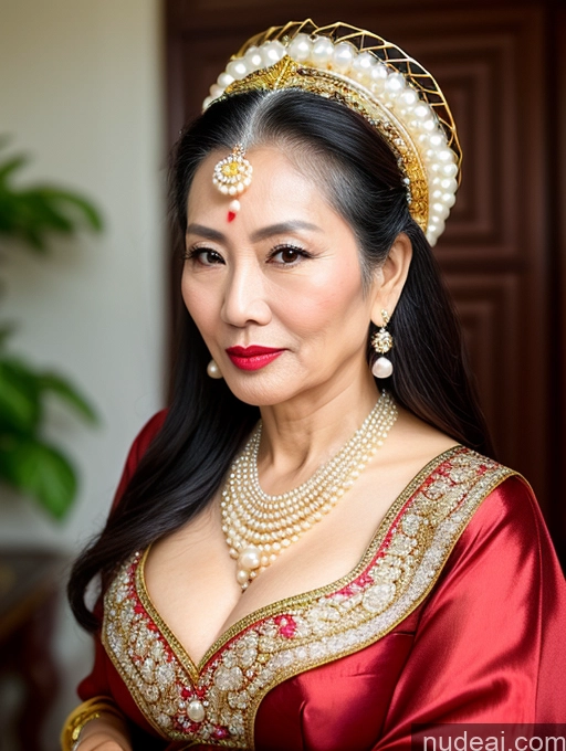 related ai porn images free for Milf Beautiful Lipstick 60s Long Hair Vietnamese Traditional Pearl Jewelry Cleavage Sexy Face Serious