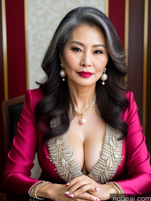 related ai porn images free for Milf Beautiful Lipstick 60s Long Hair Vietnamese Pearl Jewelry Cleavage Sexy Face Serious Suit