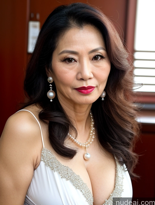 related ai porn images free for Milf Beautiful Lipstick 60s Long Hair Vietnamese Pearl Jewelry Cleavage Sexy Face Serious Professor