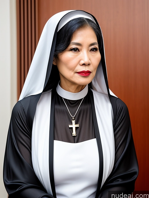 related ai porn images free for Milf Beautiful Lipstick 60s Long Hair Vietnamese Pearl Jewelry Cleavage Sexy Face Serious Nun
