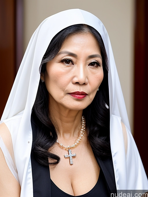 related ai porn images free for Milf Beautiful Lipstick 60s Long Hair Vietnamese Pearl Jewelry Cleavage Sexy Face Serious Nun