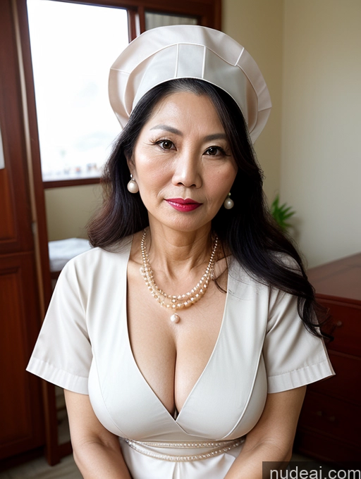 related ai porn images free for Milf Beautiful Lipstick 60s Long Hair Vietnamese Pearl Jewelry Cleavage Sexy Face Serious Nurse