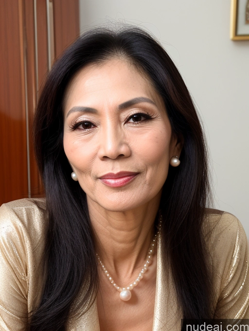 related ai porn images free for Milf Beautiful 60s Sexy Face Seductive Long Hair Vietnamese Pearl Jewelry Skinny Professor Cumshot