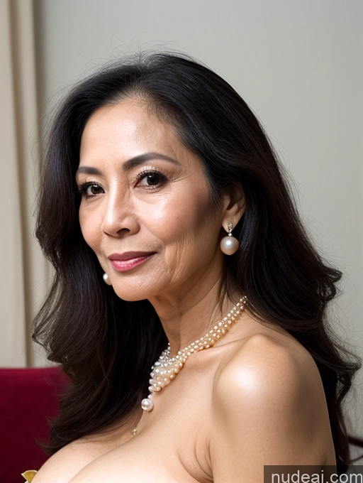 related ai porn images free for Milf Beautiful 60s Sexy Face Seductive Long Hair Vietnamese Pearl Jewelry Skinny Professor Cumshot