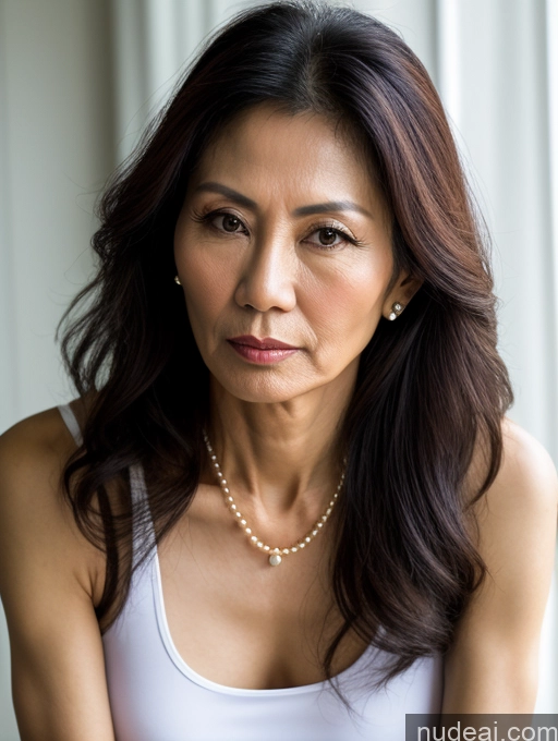 related ai porn images free for Milf Beautiful Skinny 50s Sexy Face Serious Long Hair Vietnamese Tank Top Pearl Jewelry