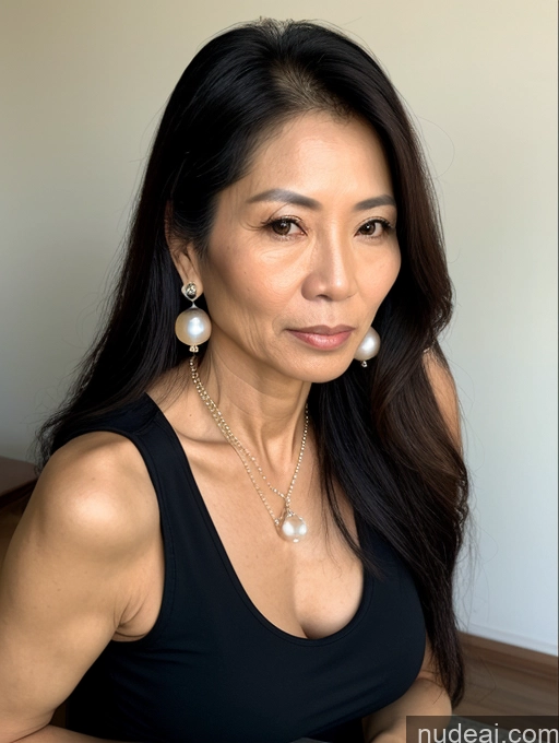related ai porn images free for Milf Beautiful Skinny 50s Sexy Face Serious Long Hair Vietnamese Tank Top Pearl Jewelry