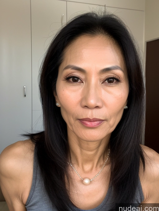 related ai porn images free for Milf Beautiful Skinny 50s Sexy Face Serious Long Hair Vietnamese Tank Top Pearl Jewelry Cumshot