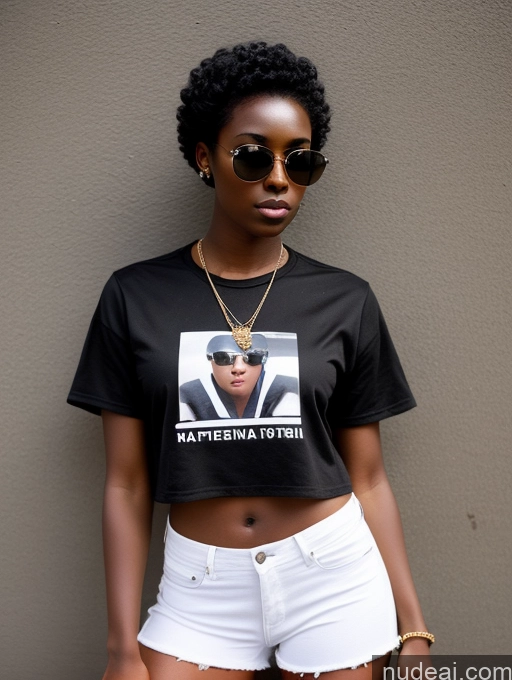 related ai porn images free for Woman Sunglasses Beautiful 18 Dark Skin Black Hair Pixie African Hip Hop Front Facing Full Body