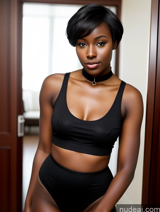 related ai porn images free for Woman Beautiful 18 Dark Skin Black Hair Pixie African Front Facing Full Body Choker Maid