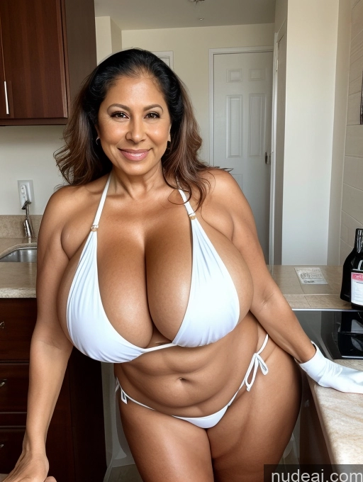 related ai porn images free for Milf One Busty Huge Boobs Thick Tanned Skin Front View Microkini Thong 70s Latina Maid
