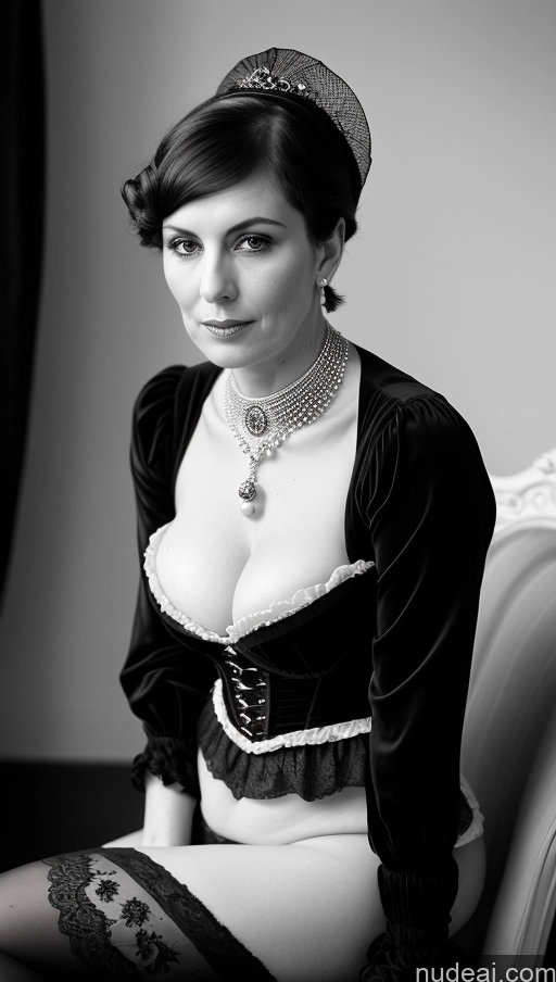 related ai porn images free for Beautiful Seductive Bobcut British Milf Pubic Hair Pearl Jewelry Black And White Victorian