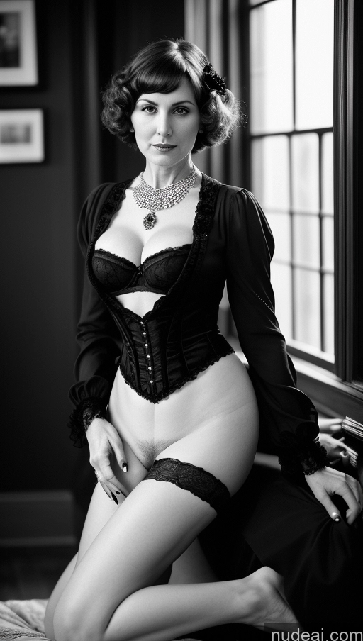 related ai porn images free for Beautiful Seductive Bobcut British Milf Pubic Hair Pearl Jewelry Black And White Victorian