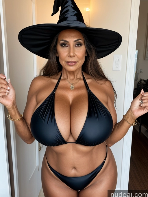 related ai porn images free for Milf One Busty Huge Boobs Thick Tanned Skin Front View Microkini Thong 70s Indian Halloween Witch
