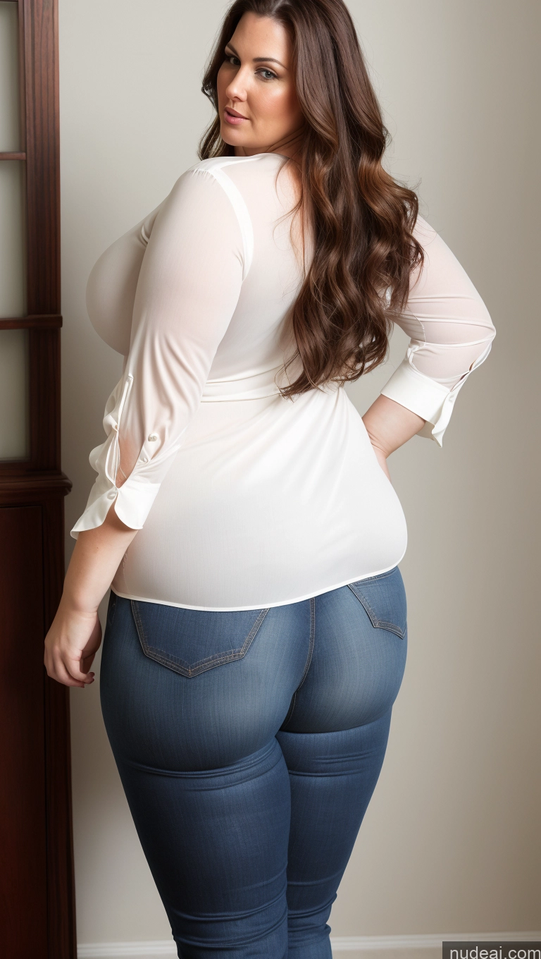 related ai porn images free for Woman One Big Ass Thick Chubby Big Hips Long Hair Fairer Skin 40s Brunette White Blouse Jeans Sexy Face Dynamic View Busty