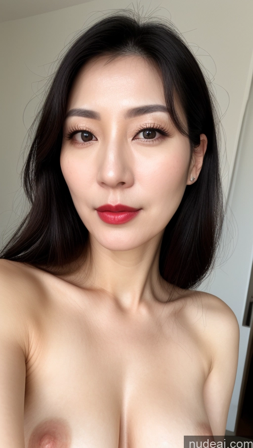 related ai porn images free for Woman One Beautiful Lipstick Fairer Skin 40s Black Hair Korean Close-up View Perfect Boobs