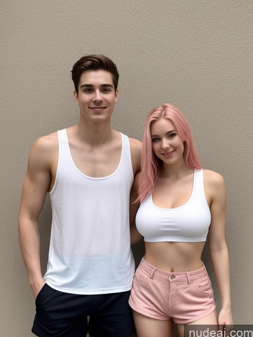related ai porn images free for Perfect Boobs Long Hair Fairer Skin 18 Pink Hair British Sexy Face Small Tits Short Shorts Tank Top Woman + Man Two