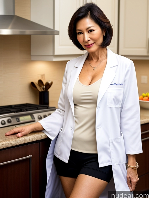 related ai porn images free for Milf Two Perfect Boobs Beautiful Perfect Body 70s Bobcut Chinese Kitchen Bra Doctor Jacket Lab Coat Stylish Suit Cleavage Detailed Sexy Face Dark Lighting