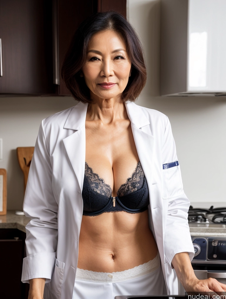 related ai porn images free for Milf Two Perfect Boobs Beautiful Perfect Body 70s Bobcut Chinese Kitchen Bra Doctor Jacket Lab Coat Stylish Suit Cleavage Detailed Sexy Face Dark Lighting