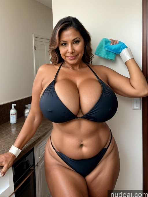 related ai porn images free for Milf One Busty Huge Boobs Thick Tanned Skin Front View Microkini Thong Egyptian 60s Maid