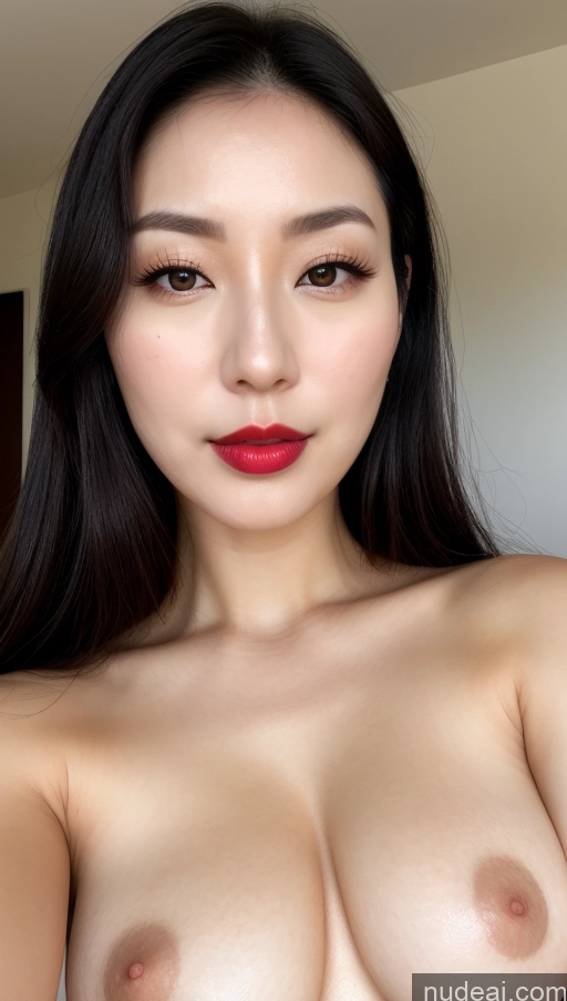 related ai porn images free for One Beautiful Lipstick Fairer Skin Black Hair Korean Close-up View 30s Busty Perfect Boobs Model