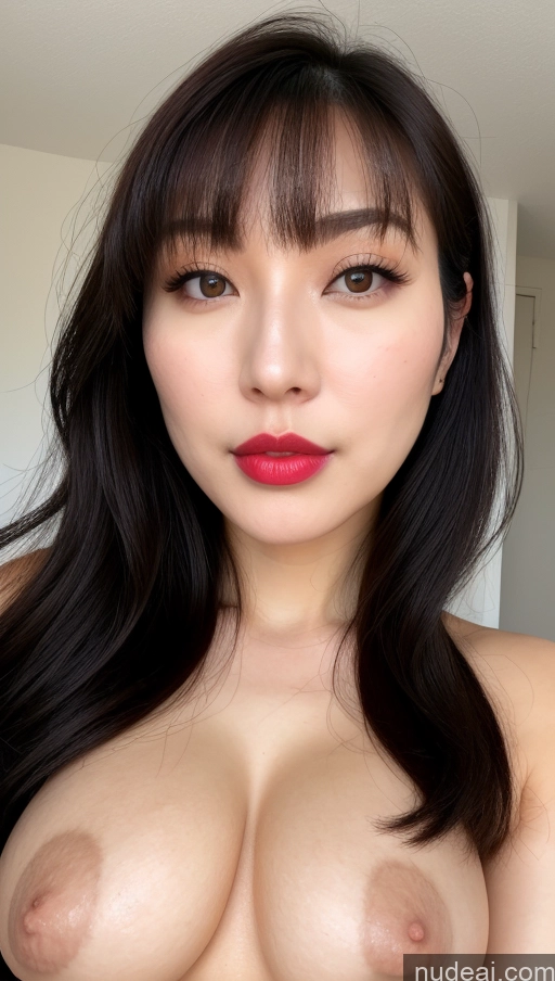 related ai porn images free for One Beautiful Lipstick Fairer Skin Black Hair Korean Close-up View 30s Busty Perfect Boobs Model Bangs