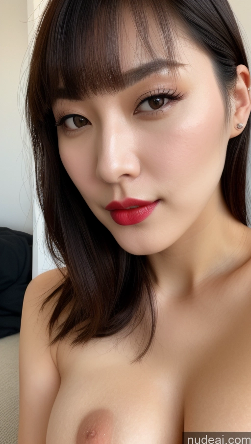 related ai porn images free for One Beautiful Lipstick Fairer Skin Black Hair Korean Close-up View 30s Busty Perfect Boobs Model Bangs