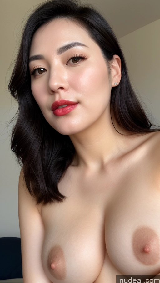 related ai porn images free for One Beautiful Lipstick Fairer Skin Korean Close-up View Perfect Boobs Chubby 40s Black Hair Woman