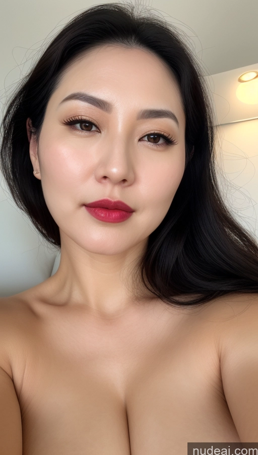 related ai porn images free for One Beautiful Lipstick Fairer Skin Korean Close-up View Perfect Boobs Chubby 40s Black Hair Woman Slicked