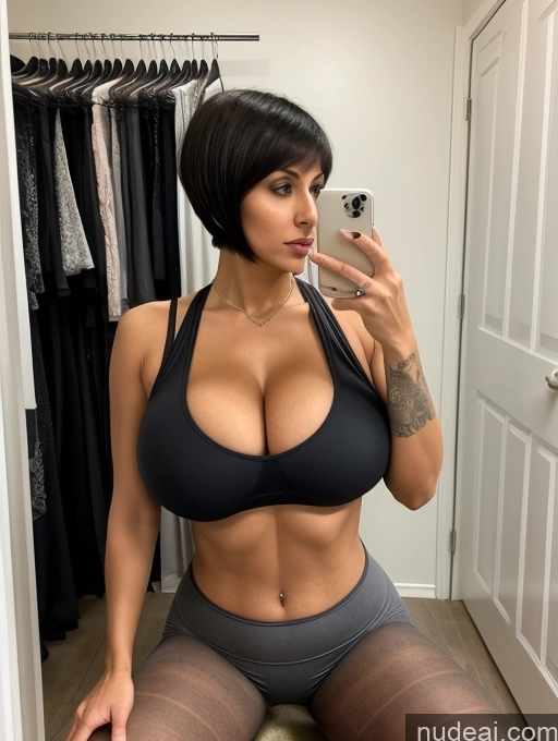 related ai porn images free for Tank Top Pantyhose Spandex Huge Boobs Tall Tanned Skin Tattoos Black Hair Short Hair Cleavage Detailed Front View Serious 20s Milf Bending Over Changing Room Arabic