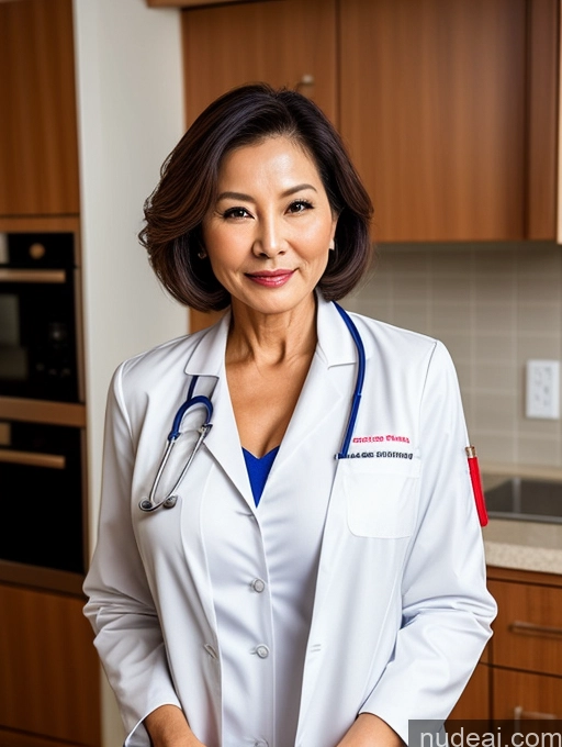 related ai porn images free for Milf Two Busty Perfect Boobs Beautiful Perfect Body 70s Bobcut Chinese Kitchen Bra Doctor Jacket Lab Coat Stylish Suit Cleavage Detailed Sexy Face