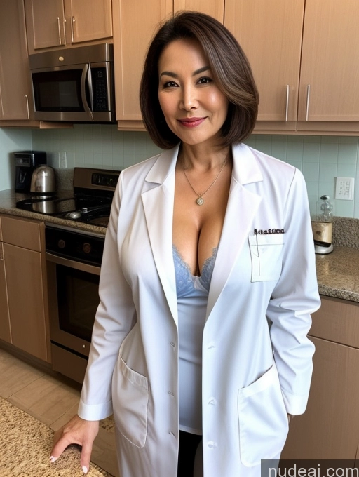 related ai porn images free for Milf Two Busty Perfect Boobs Beautiful Perfect Body 70s Bobcut Chinese Kitchen Bra Doctor Jacket Lab Coat Stylish Suit Cleavage Detailed Sexy Face