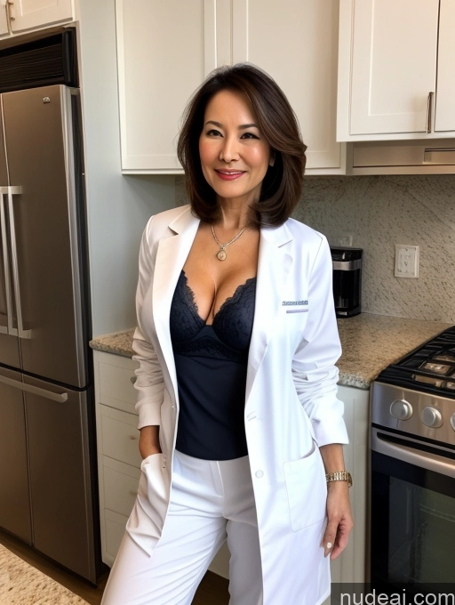 related ai porn images free for Milf Two Busty Perfect Boobs Beautiful Perfect Body 70s Bobcut Chinese Kitchen Bra Doctor Jacket Lab Coat Stylish Suit Cleavage Detailed Sexy Face