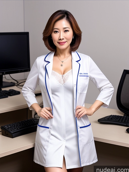 related ai porn images free for Milf Two Busty Perfect Boobs Beautiful Perfect Body 70s Bobcut Chinese Bra Doctor Jacket Lab Coat Stylish Suit Detailed Sexy Face Office