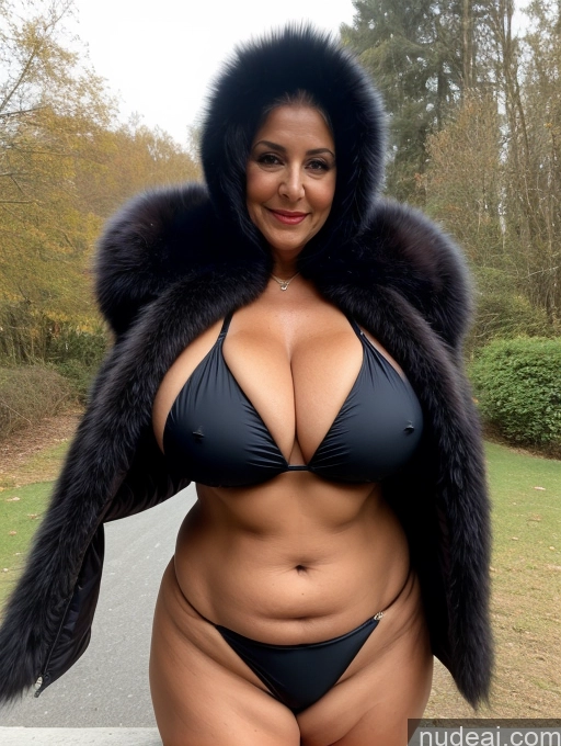 related ai porn images free for Milf One Busty Huge Boobs Thick Tanned Skin Microkini Thong Front View Turkish 80s Fur Jacket Vampire