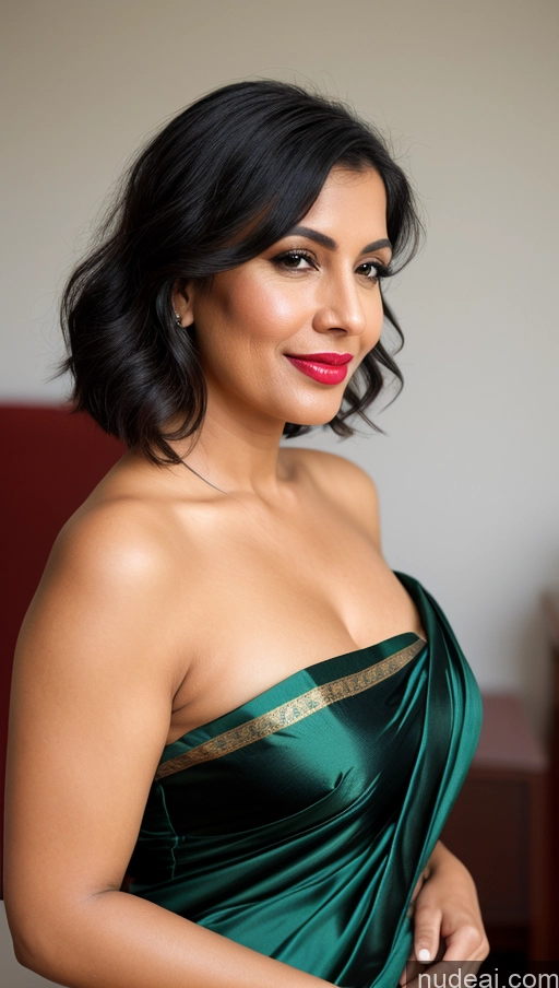 related ai porn images free for Woman One Perfect Boobs Beautiful Lipstick Thick 40s Black Hair White Close-up View Sari Blouse Detailed Partially Nude Slicked