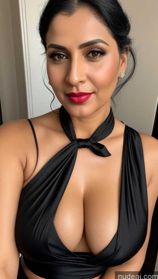 related ai porn images free for Woman One Perfect Boobs Beautiful Lipstick Thick 40s Black Hair White Close-up View Sari Blouse Slicked Detailed Cleavage