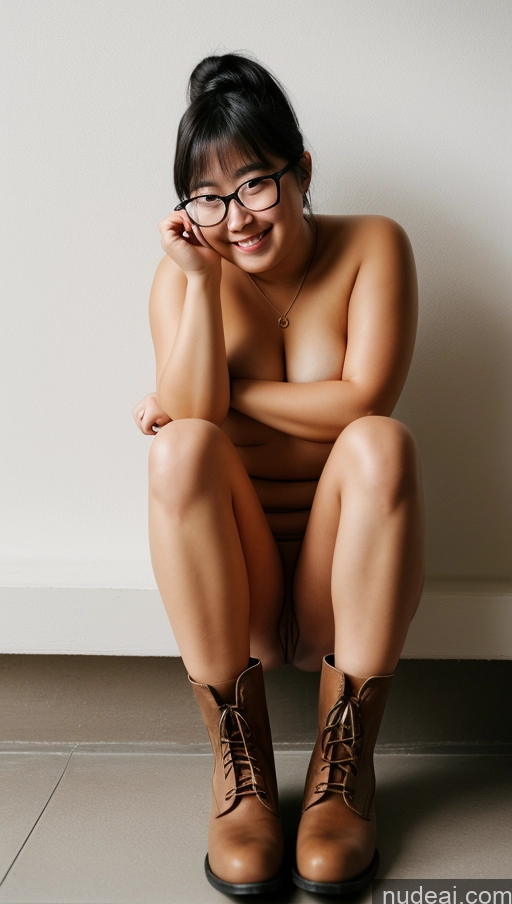 related ai porn images free for One 18 Black Hair Serious Korean Laughing Ponytail Glasses Short Nude Fat Boots Front View