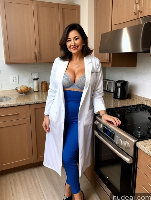 related ai porn images free for Milf Two Busty Perfect Boobs Beautiful Perfect Body 70s Bobcut Chinese Kitchen Bra Doctor Jacket Lab Coat Stylish Suit Cleavage Detailed Sexy Face
