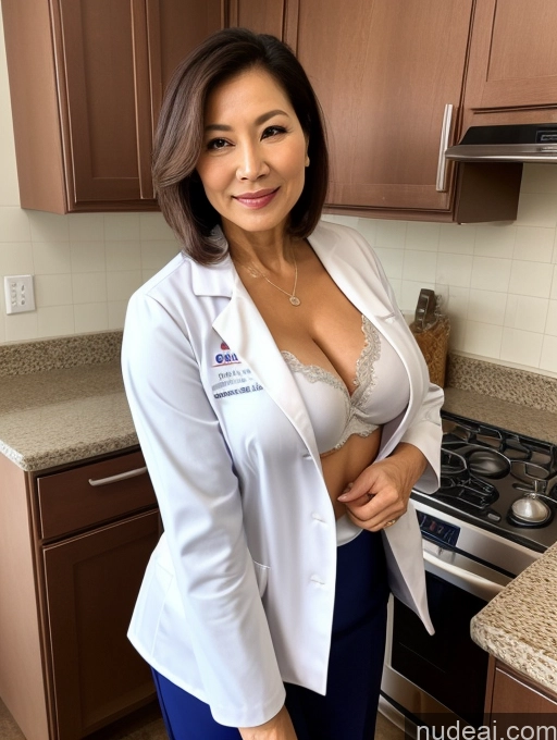 related ai porn images free for Milf Two Busty Perfect Boobs Beautiful Perfect Body 70s Bobcut Chinese Kitchen Bra Doctor Jacket Lab Coat Stylish Suit Cleavage Detailed Sexy Face