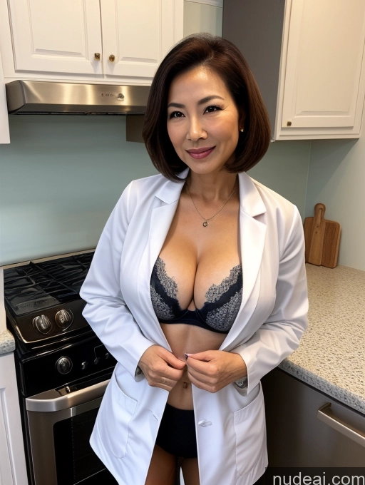 related ai porn images free for Milf Two Busty Perfect Boobs Beautiful Perfect Body 70s Bobcut Chinese Kitchen Bra Doctor Jacket Lab Coat Stylish Suit Cleavage Detailed Sexy Face