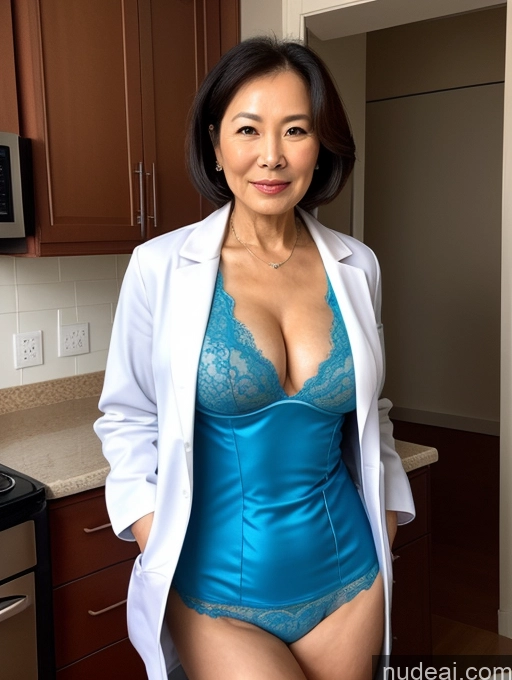 related ai porn images free for Milf Two Busty Perfect Boobs Beautiful Perfect Body 70s Bobcut Chinese Kitchen Bra Doctor Jacket Lab Coat Stylish Suit Cleavage Detailed Sexy Face