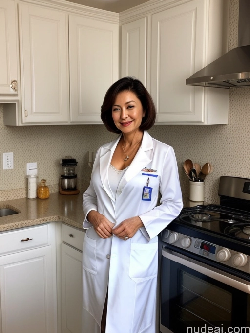 related ai porn images free for Milf Two Busty Perfect Boobs Beautiful Perfect Body 70s Bobcut Chinese Kitchen Bra Doctor Jacket Lab Coat Stylish Suit Cleavage Detailed Sexy Face