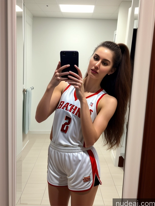 related ai porn images free for Woman Perfect Body Fairer Skin Brunette Long Hair Thai Mirror Selfie Bathroom Front View Basketball
