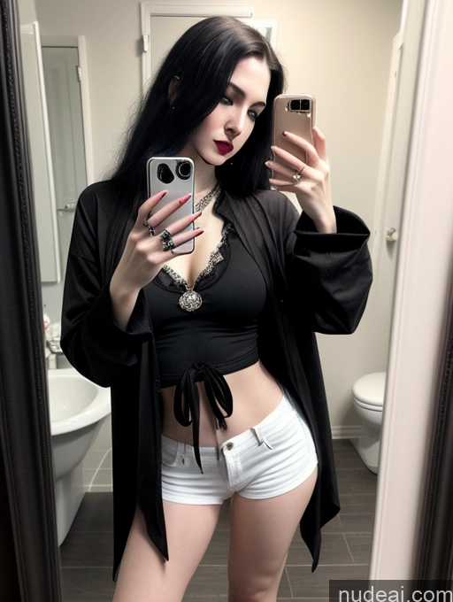 related ai porn images free for Woman Fairer Skin Brunette Long Hair Thai Mirror Selfie Bathroom Front View Goth Hip Hop